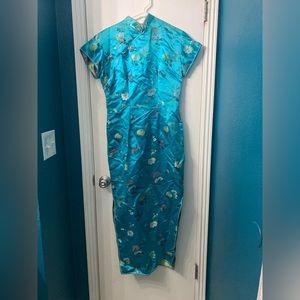Blue mandarin dress
